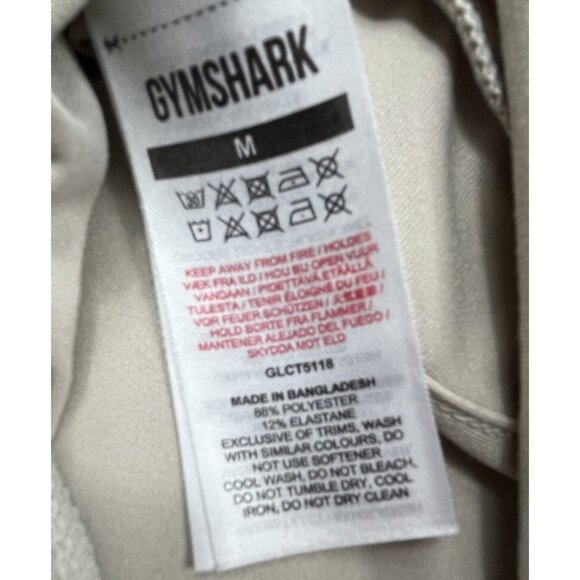 Gymshark Crop Top Womens Medium Ivory Long Sleeve Open Back Thumb Holes Workout - Picture 3 of 8